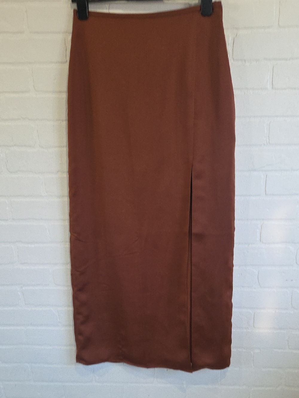 Club Monaco Rust Brown Maxi Slip Skirt with Side Slit